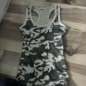 Gray Fitted Camouflage Tank Top